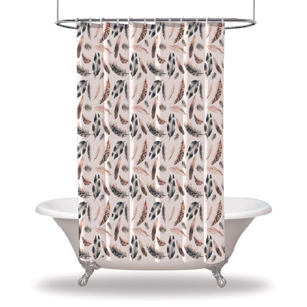 

Душевые занавески с принтом перьев/водостойкие занавески для душа для украшения вашей ванной комнаты — Птичьи перья, тема природы, произведение искусства, коричневый, черный