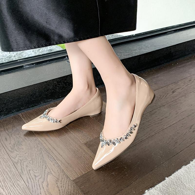 Fashion Aphixta Luxury Flats Woman Shoes Black Slip On Pointed Toe Women Sexy Casual Women Shoes Flats Elegant Female Rhinestone Loafer
