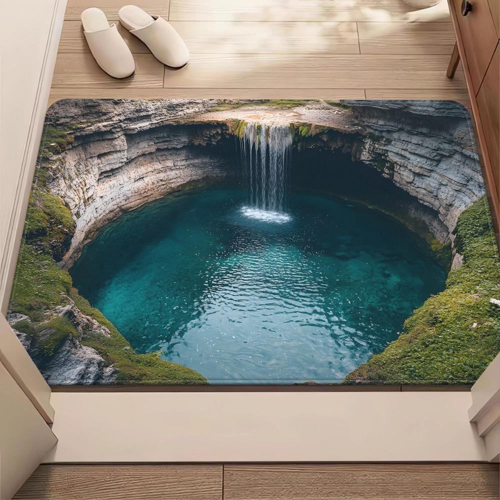 3D Flat Optical Illusion Doormat Non-slip Water-absorbing Bathroom Carpet Realistic Design Durable Bedroom Door Rug