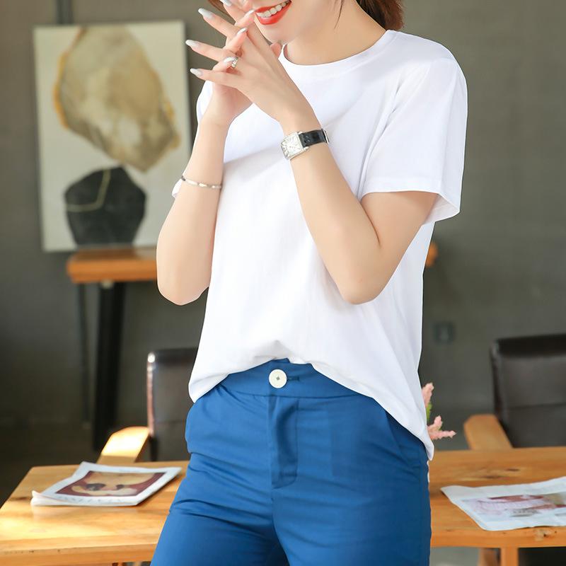 Women's Summer 2021 Slim White Short-Sleeve T-Shirt - Korean Fashion Trend