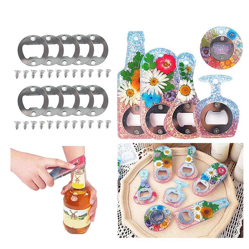 Balení 10 sad otvíráků na pivo Snadná instalace 40mm Kulaté Chromové Železné Otvíráky se šrouby a šroubovákem