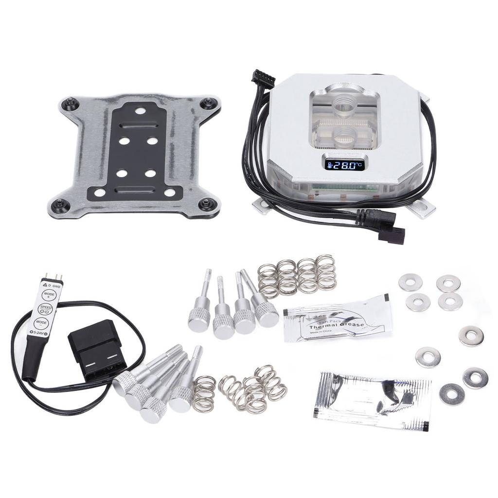 CPU Water Cooling Head VA Screen Temperature Display Computer CPU Water Cooling BlockSilver