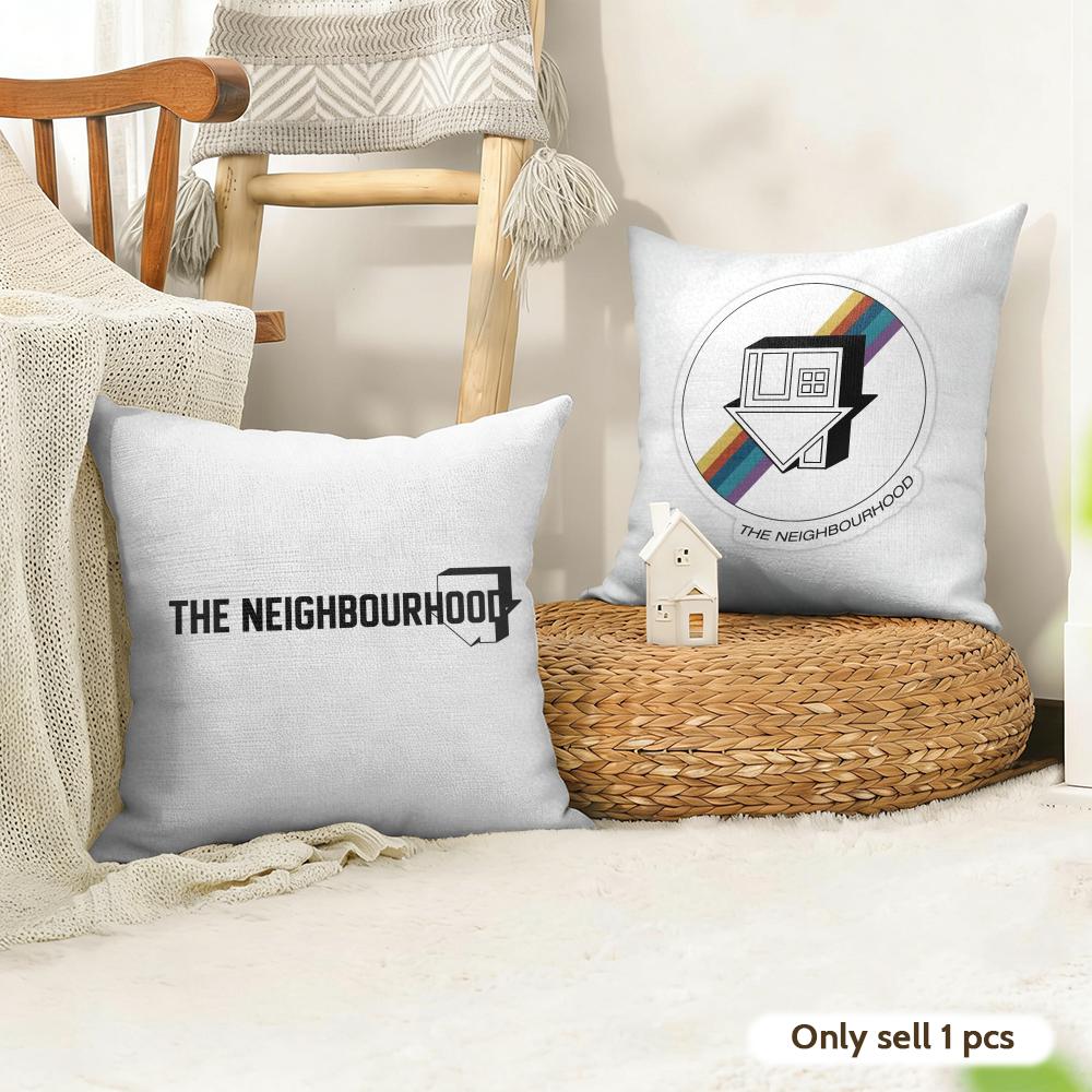 LOGO Design NNeighborhood Cushion Cover Natural Linen Organic Fabric DoubleSided Printing Couch Pillow Covers Home Decor