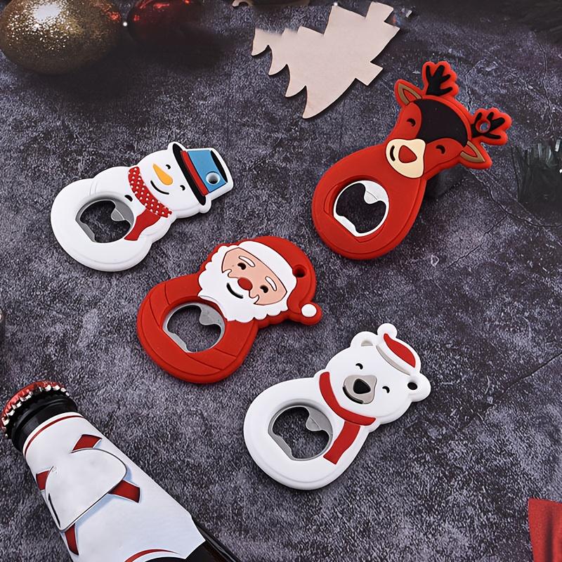 1pc Christmas Bottle Opener with Cute Santa,Rudolph,Snowman&Gingerbread for Man Capsules-Portable Multi-Use Lever-Action Opener