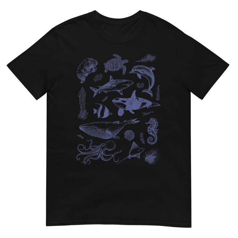 Vintage Tattoo Sea Animals 90s Shirt Sea Animals Vintage Washed Ocean Life Shirt Vintage 90s Shirt Washed Shirt