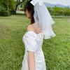 Short Headdress Bridal Wedding Photo Bow Headdress