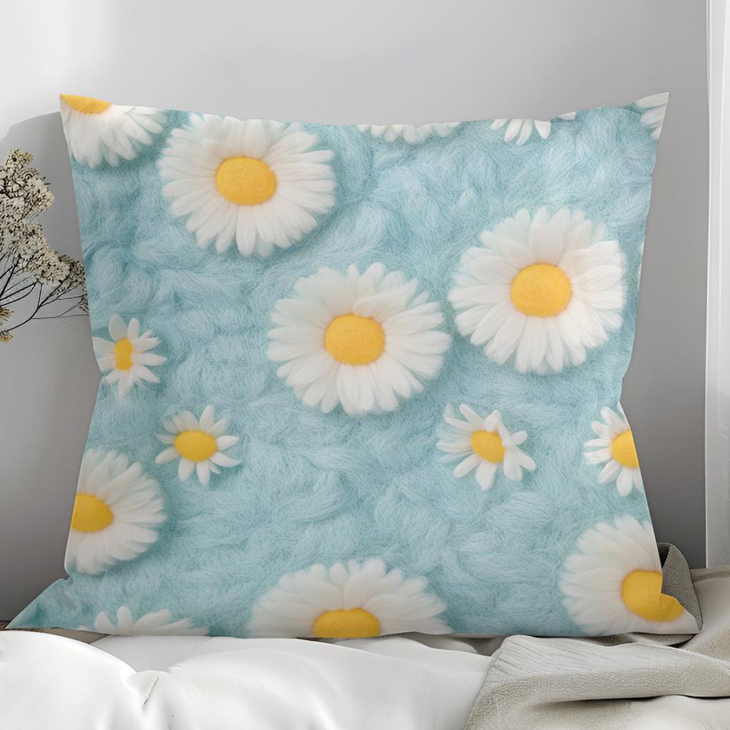 New 3D Imitation Plush Daisy Pillowcase Home Sofa Cushion Pillowcase