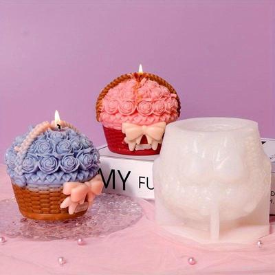 1 buc/set flori coș lumânare silicon mucegai floare trandafir tort ciocolată cub de gheață mucegai Ziua Îndrăgostiților Ziua Mamei cadouri petrecere decor