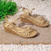 Fashion 2025 French Fashion Comfortable Weaving Hollow Sandals New Fish Mouth Vacation Style Wedge Middle Heel Casual Sandales Femmes