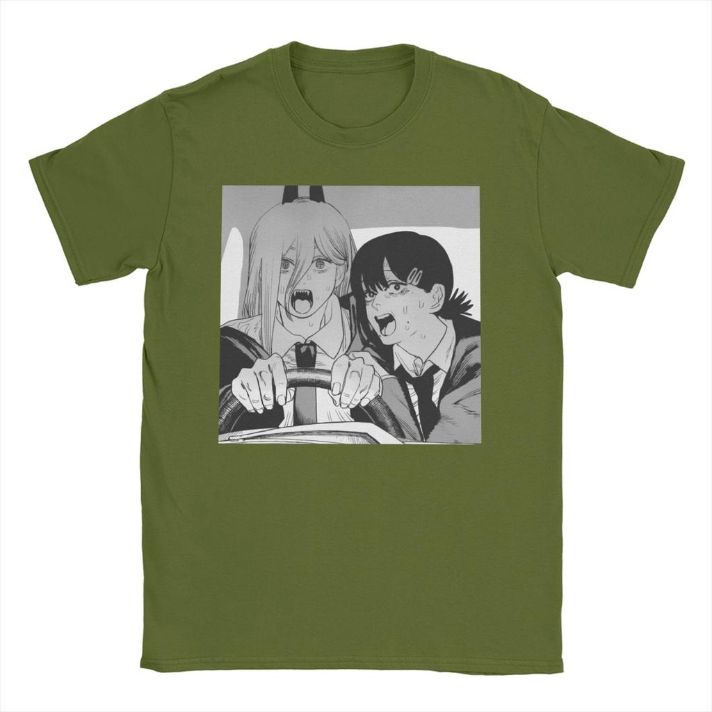 Men Women T-Shirts Chainsaw Man Power and Kobeni Novelty Pure Cotton Tee Shirt Short Sleeve Denji Devil Anime T Shirt Top Summer