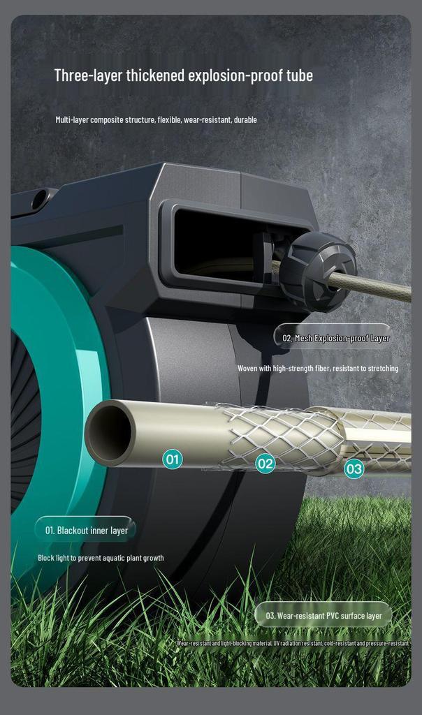 Telescopic Automatic Hose Reel with High-Pressure Water Gun & Sprinkler for Car Wash and Garden Watering.
