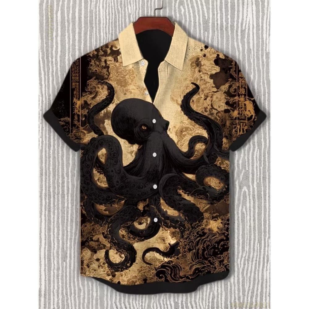 2026 Summer New Men's Polo Short sleeved Shirt Armored Warrior Black Cat Printed Short sleeved Shirt Trendy Casual Shirt