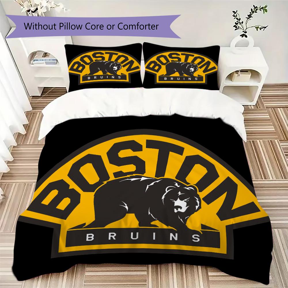 Boston Bruins Print Pattern Bedding,Quilt Set Quilt Cover Pillowcase Home Birthday Gift (1*duvet Cover+2*pillowcase,without core)ZSJT0917135