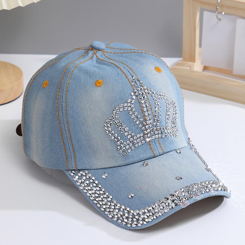 Summer New Crown Hat Women's Rhinestone Cap Fashion Versatile Baseball Cap Casual Sunshade Sun Hat