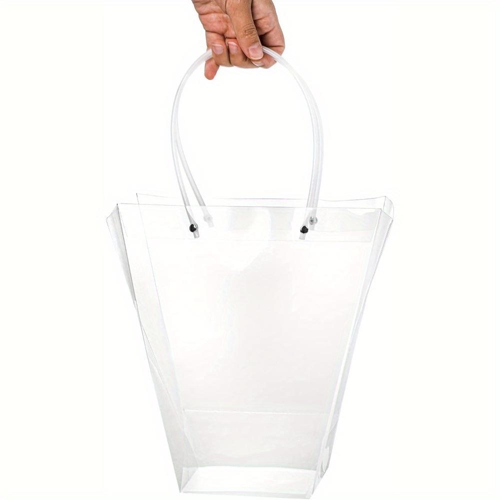 10pcs Transparent Trapezoidal Gift Bag Crystal-Clear Transparent Tote Bags Gift Bags with Long Handles Trapezoidal Tote Bag Shopping Bag Party Bag