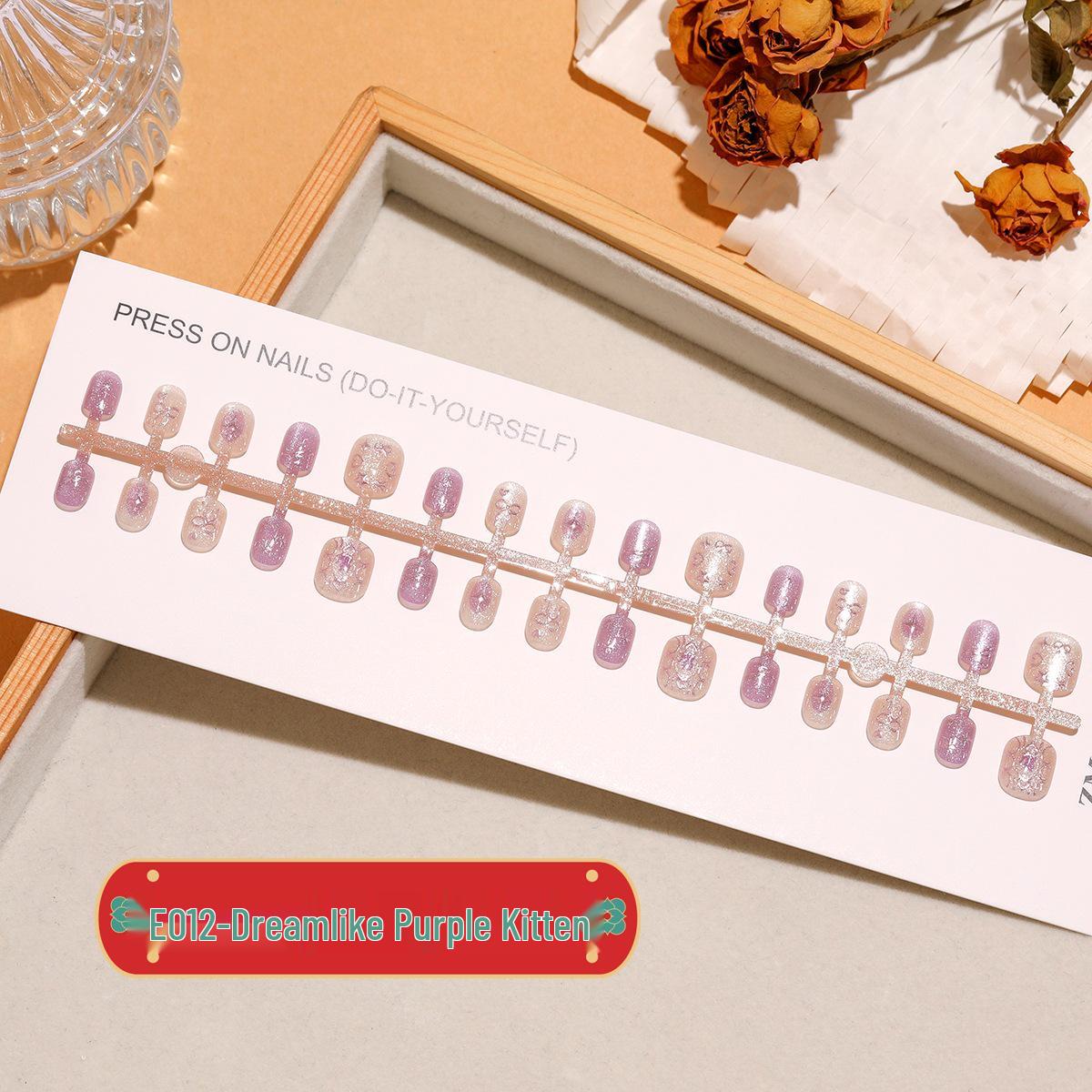 

Dreamy Purple Kitten Nail Tips for Girls (Aged 6-12) - 30 Pieces