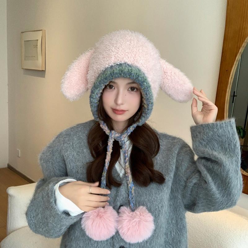 Cute Kids Knitted Bunny Ears Beanie With Warmth And Wind Protection