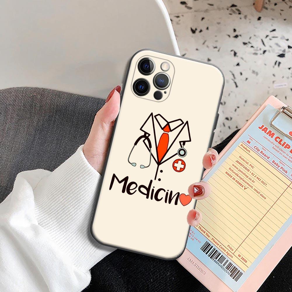 Nurse Medical Medicine Health Heart Stethoscope Phone Case for iPhone 15 14 Pro Max 8 Plus SE 2022 11 12 13 Pro Xs Mini X S Case