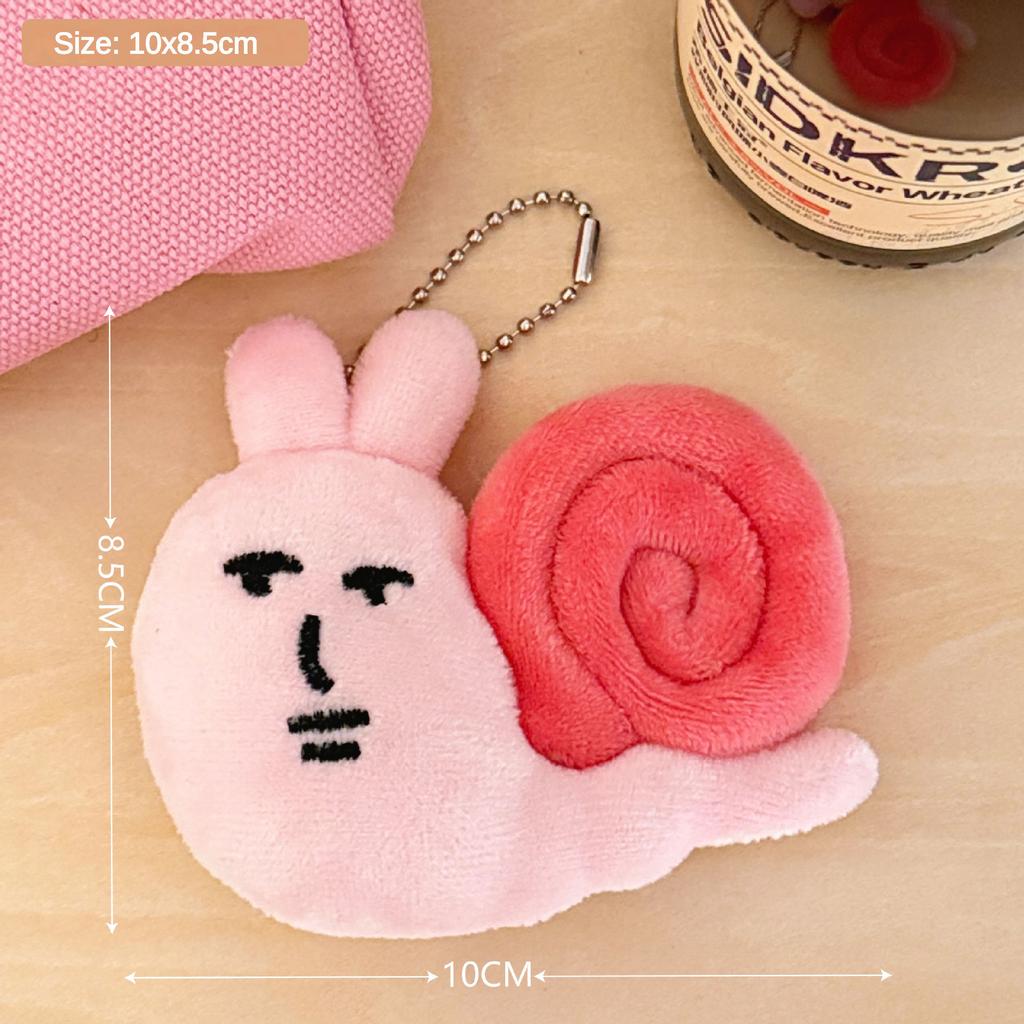 2 Pcs Tricky Cat Pink Rabbit Snail Doll Pendant Creative Plush Doll Keychain Pendant Couple Gift