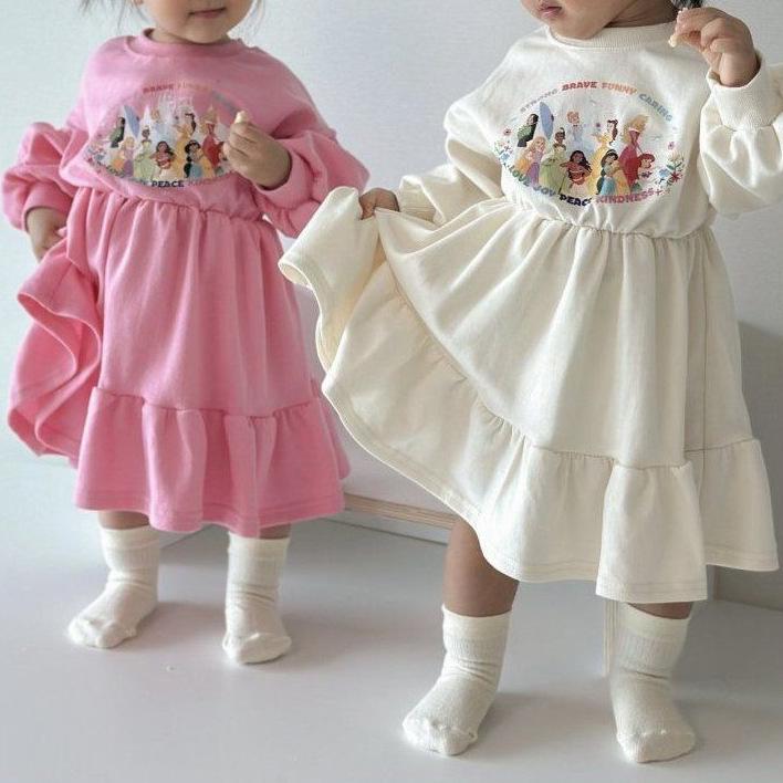 Reine Baumwolle Mädchen Langarm Prinzessinnenkleid - Stylischer Koreanischer Herbstrock
