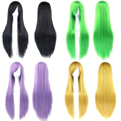 Universal Synthetic Colorful Long Straight Cosplay Wigs Natural 80Cm Hair Extensions Lolita Masquerade Party Hairstyle