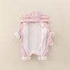 2025 Korean Style Cartoon Hooded Romper for Baby Girls - Cute Autumn Long Sleeve Jumpsuit