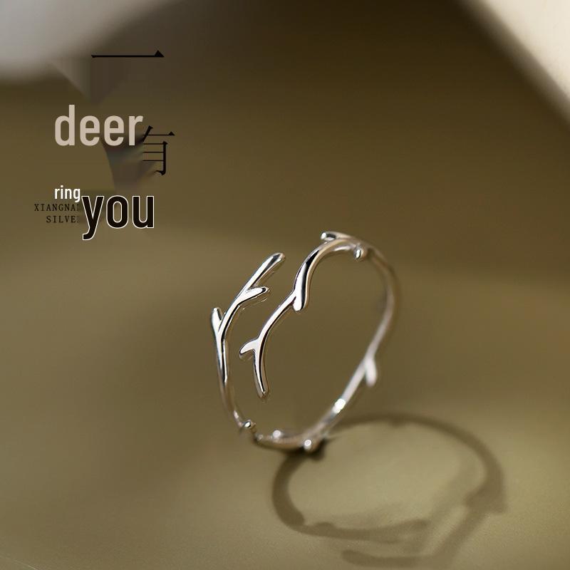 

Регулируемое кольцо из стерлингового серебра 925 пробы с рогами для женщин - Уникальный дизайн в холодном стиле серебряный