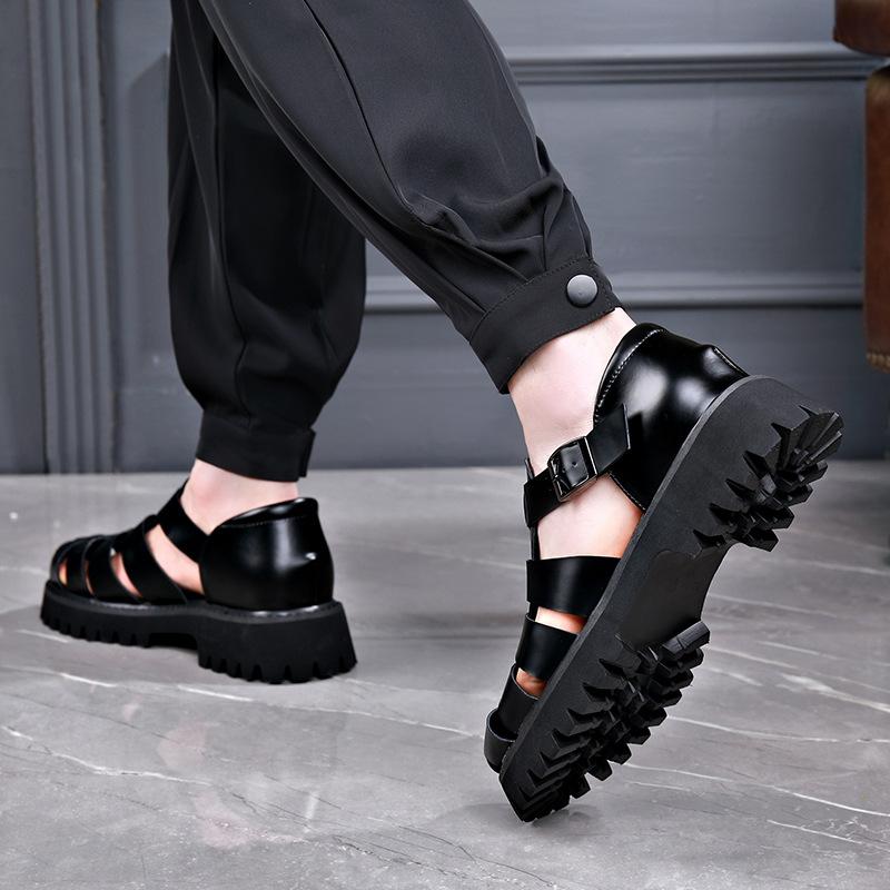 Plateau Sandalen aus echtem Leder Outdoor Sneaker Strand Gummi Flip Flops Wasser Trekking Sommer Herren Klassische Römersandalen Slipper