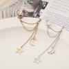 Vintage Pendant Metal Dangle Earrings With Long Chain Ear Clip For Women Silver Color Gold Color Star Moon Earring Jewelry