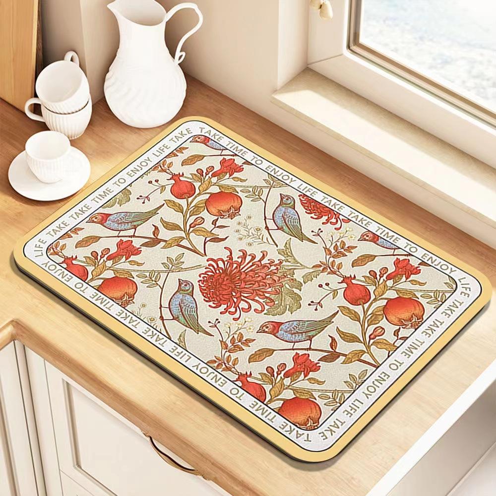 

Solid Color Tableware, Kitchen Suction And Drain Mat, Household Countertop, Easy-Drying Coaster, Leave-In Drying And Heat Insulation Placemat 50*80cm