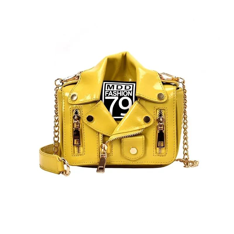 

European Fashion Famous Brand Designer Motorcycle Bags Luxury Jacket Shape Shoulder Messenger Bag PU Leather Luxury Handbag Sac
