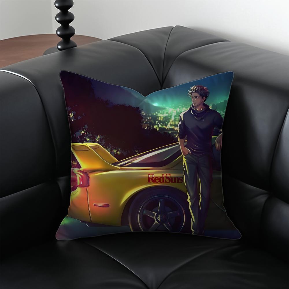 Anime Racing IInitial D Cushion Cover Pillow Case Antidustmite Invisible Zipper Silky Plush Cushion