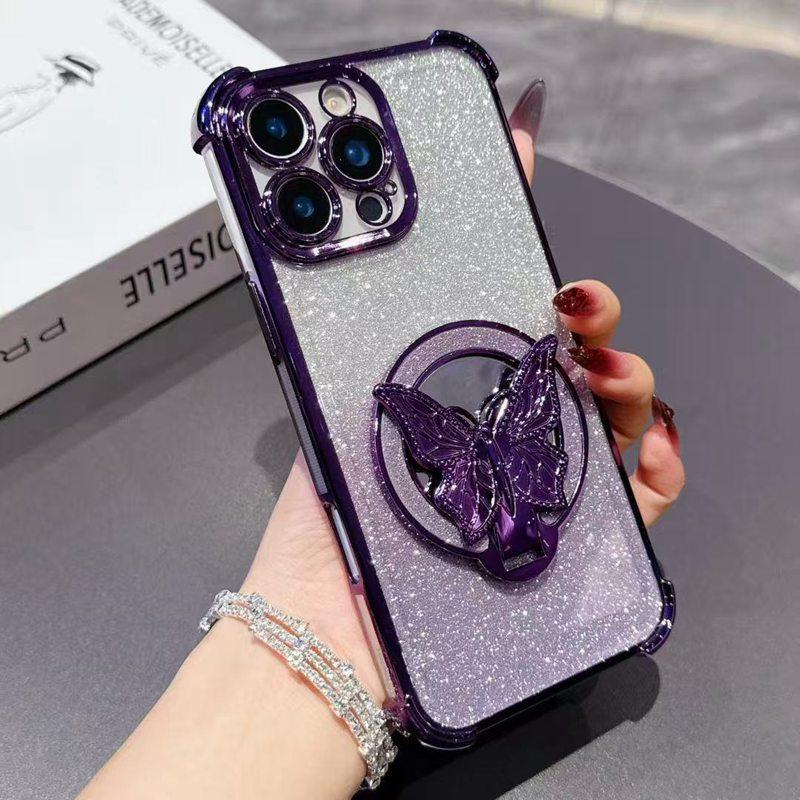 Shockproof Mirror Butterfly Glitter Phone Case For Samsung Galaxy A04E A04S A04 A14 A24 A34 A54 A13 4G A23 A33 A53 A73 5G Cover
