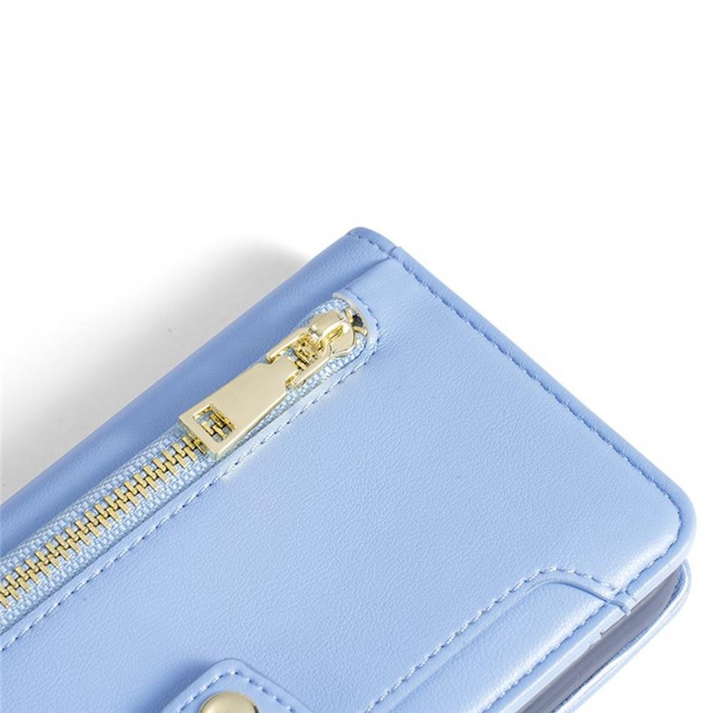 iPhone 17 Flip Case, Wallet Zipper Pocket, Blue