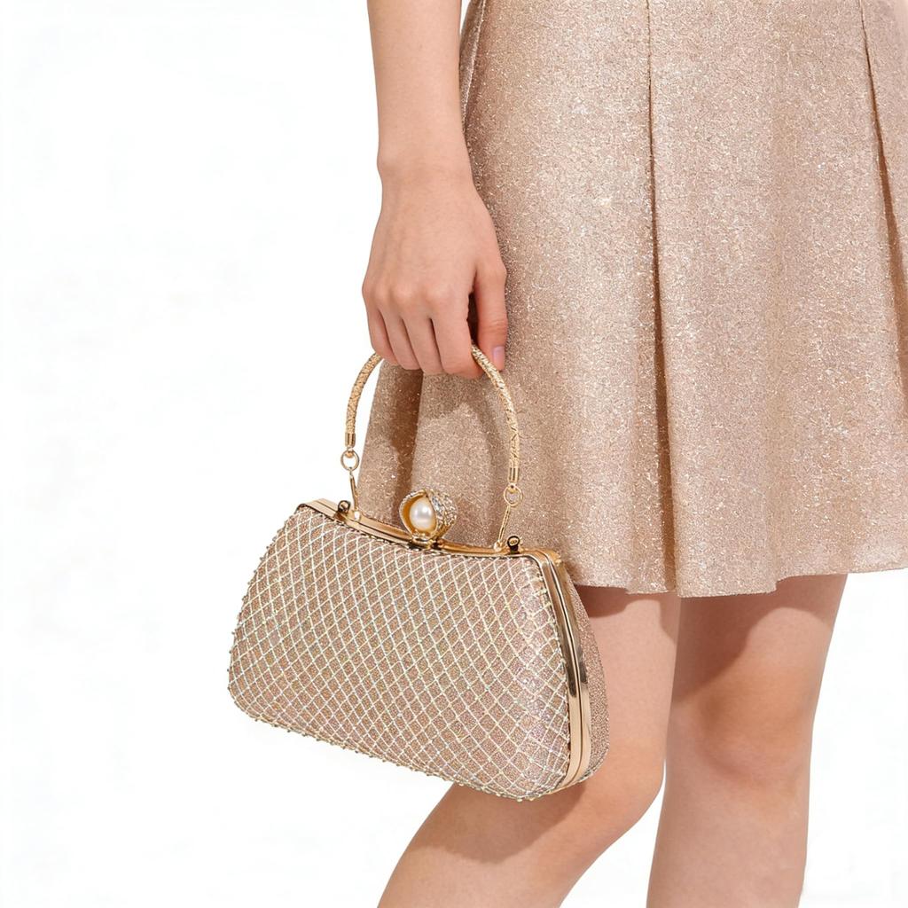 SHIMMER Party Bag, Clutch Bag, Wedding Bag, Handbag, 3-Way Shoulder Bag, Silver, Perfect for After-Parties, Receptions, Graduations, and More