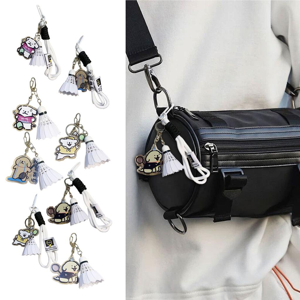 Chaveiro de Badminton de Cachorro de Desenho Animado Pingente de Bola de Badminton Pequeno Chaveiro Acrílico Anéis de Chave Presente para Amantes de Badminton Casais