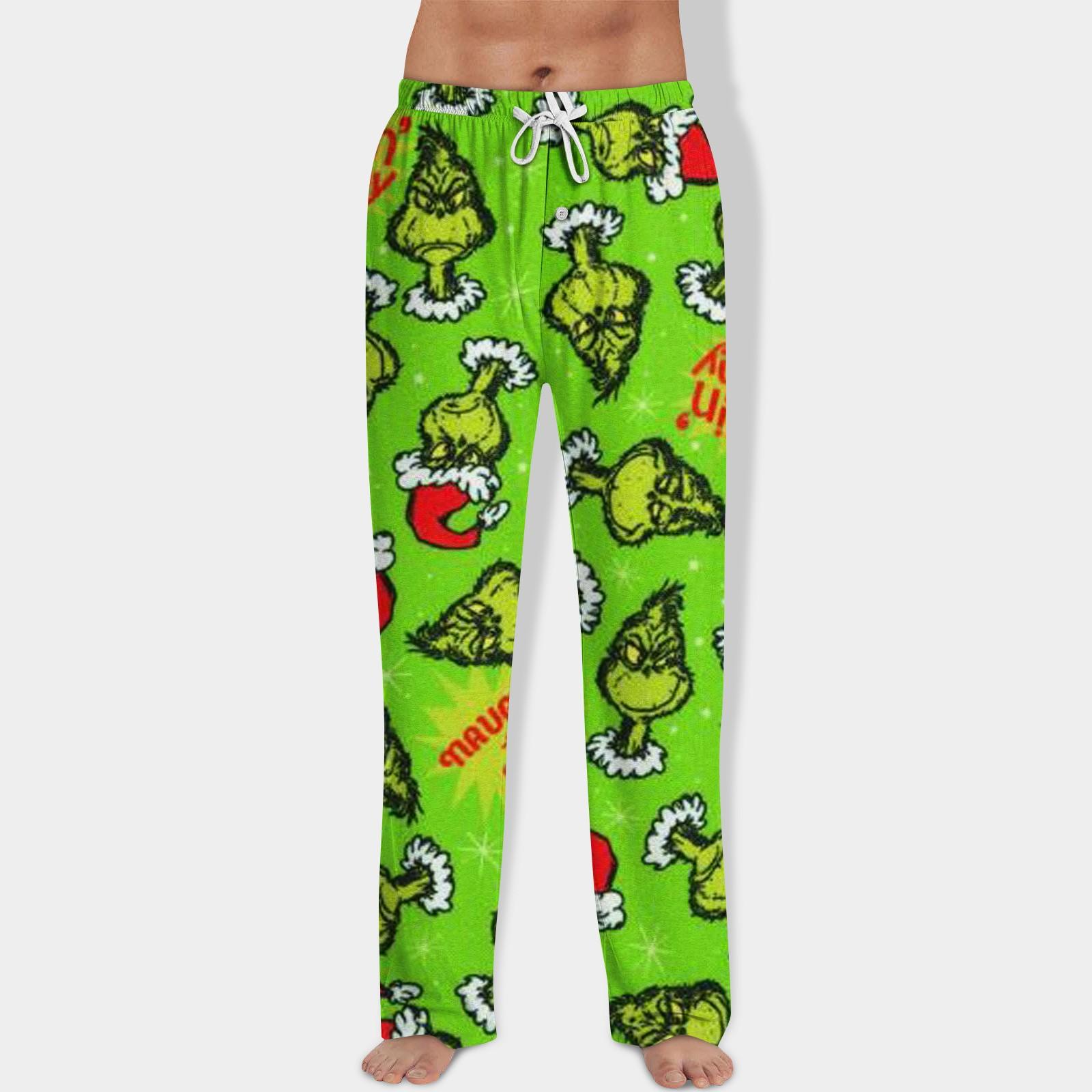

Чоловічі домашні штани з принтом у повному обсязі, піжамні штани для сну, довгі штани, піжамні штани, штани для йоги XXXL зелений