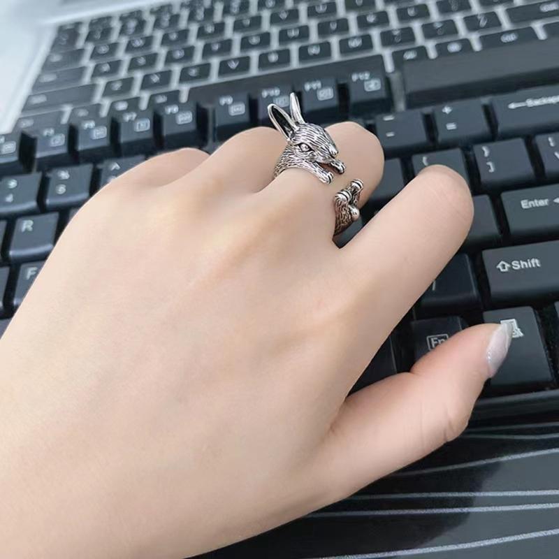 A52E Rabbit Open Finger Rings Adjustable Finger Rings Alloy Material Jewelry Gifts CN