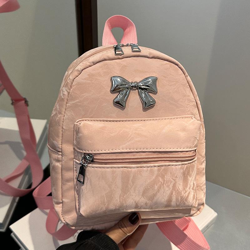 Bow Backpack Women'S Niche Style Casual Fashion Girls Bucket Schoolbag Lightweight Small Travel Backpack