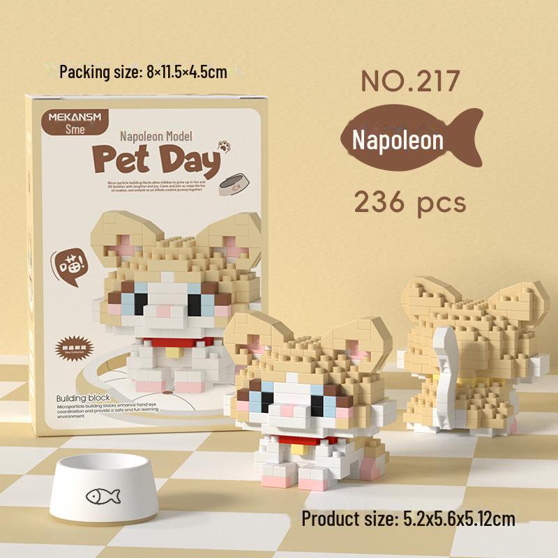 Compatible with Lego: Corgi, Husky, Kitten, and Orange Cat Micro-Particle Building Block Educational Toys - Children's Day Gift Ornaments.