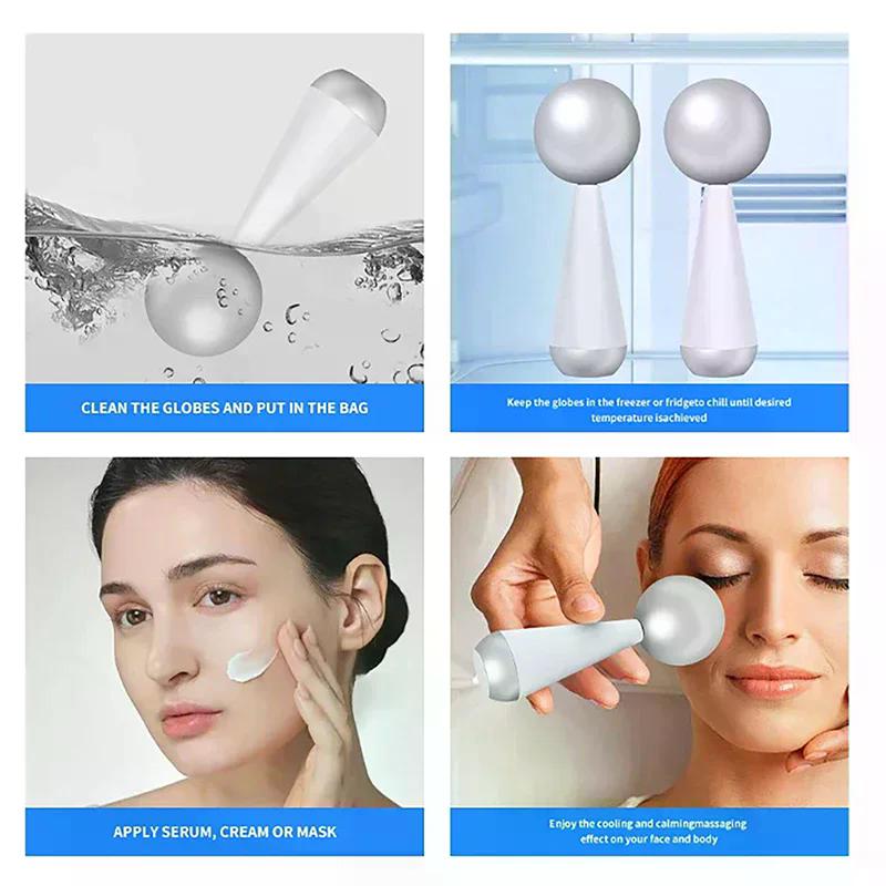 Ice Globes For Facial 360 Rotating Stainless Steel Ice Roller For Face Eyes Beauty Spa Cooling Globe Massage Ball Skincare Tools