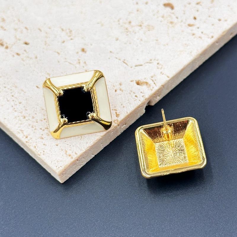Premium Earrings Summer Women'S Enamel Black And White Contrasting Earrings