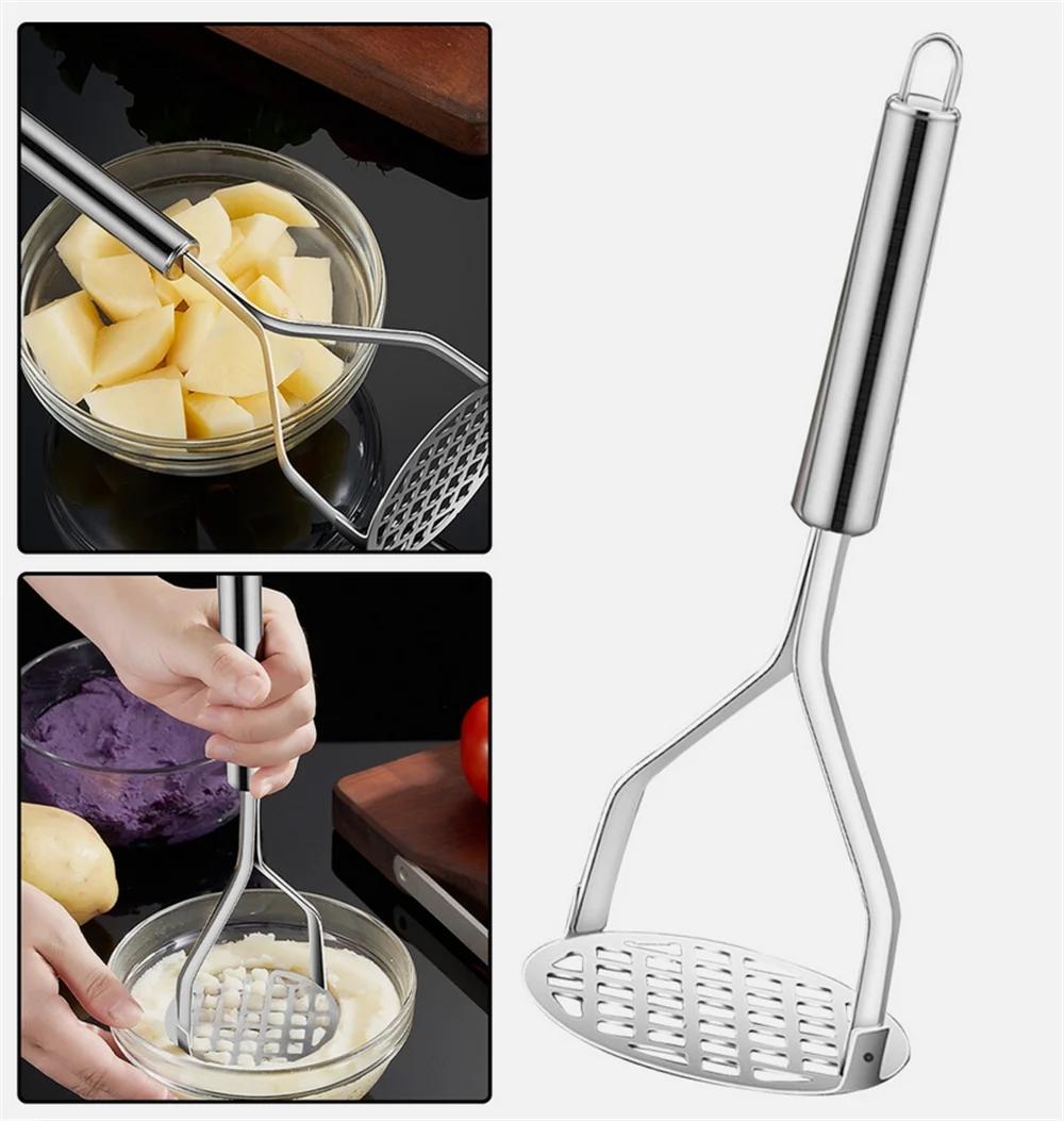 

Картофелемялка из нержавеющей стали - Кухонный инструмент для приготовления пюре, пресс для грязи, экстрактор фруктового сока, многофункциональная дробилка, прибор для приготовления пюре