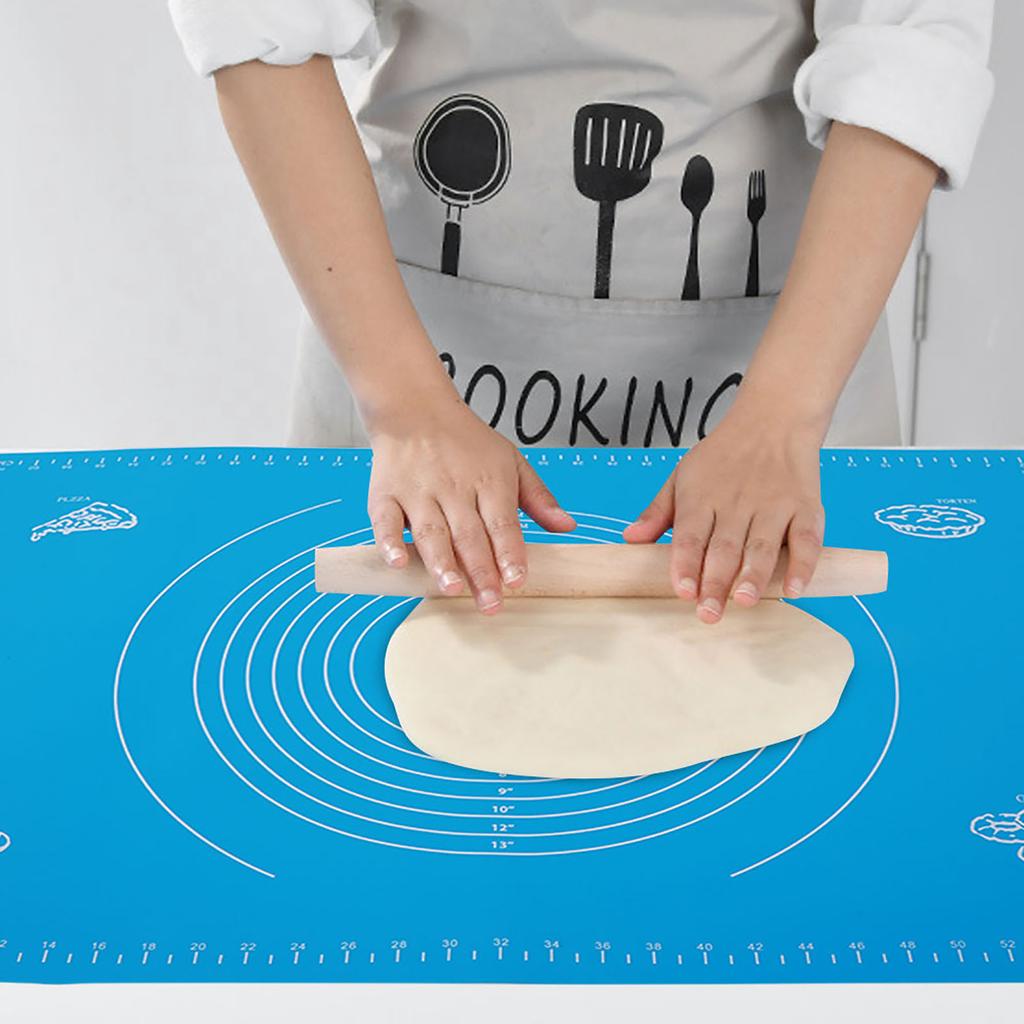 Household Silicone Non-Stick Baking Mat with Scales Rolling Dough Pad Kitchen Baking Tools(Blue