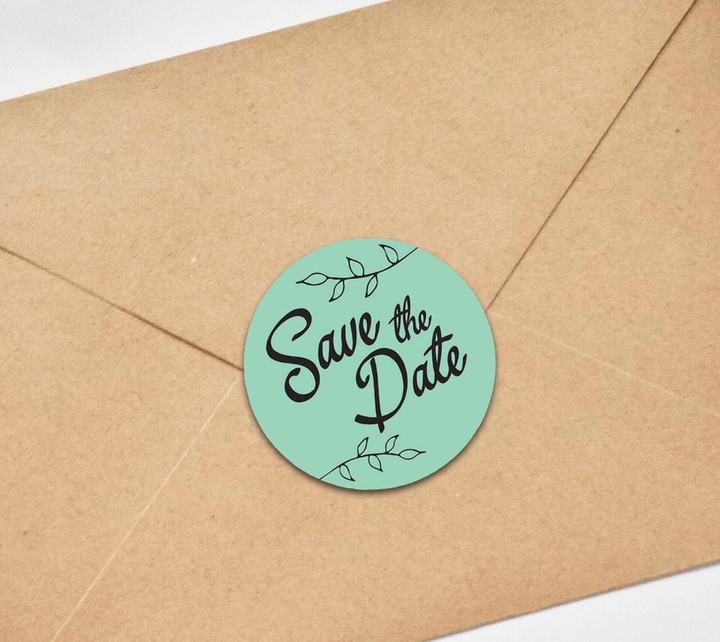 Darling Souvenir DIY 45 Pcs Dark Brown Leaf Vines Save The Date Stickers Round Envelope Seal-1.6