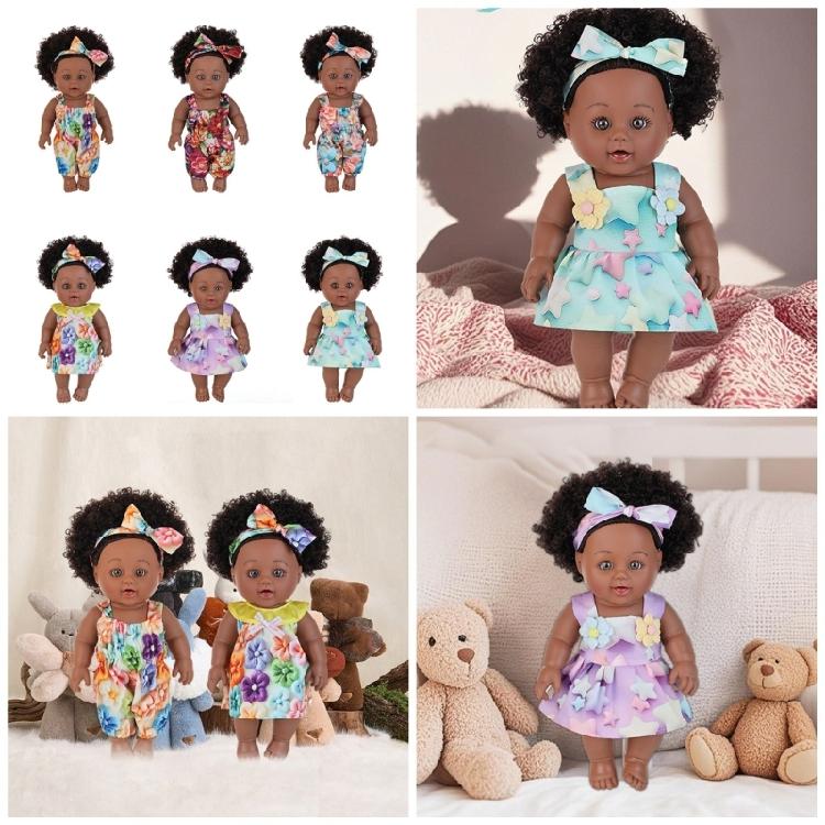 Curly Afro Hair Black Doll Soft Body Collectible Reborns Doll For Kids RolePlay Imagination Development Activity Toy