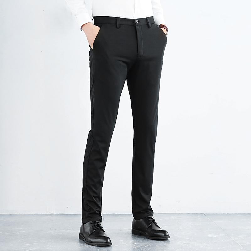 Stile Inghilterra Moda Semplice Elegante Pantaloni Uomo ad Alta Elasticità Solido Tasca con Cerniera Bottone Primavera Dritto Seta Ghiaccio Pantaloni Casual