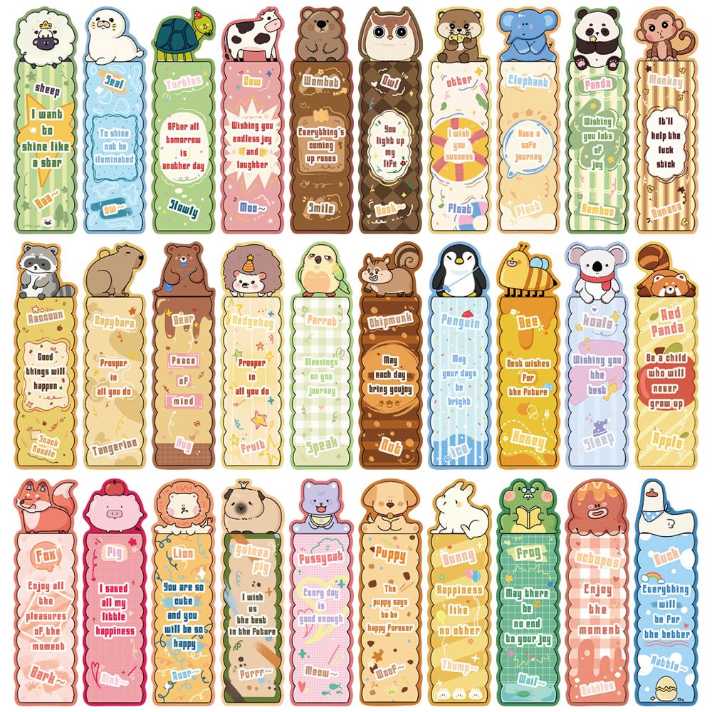 30PCS Animal Collection Theme Bookmark Waterproof Scrapbooking Reading Birthday Book PVC Card Phone School Refrigerator Bookmark