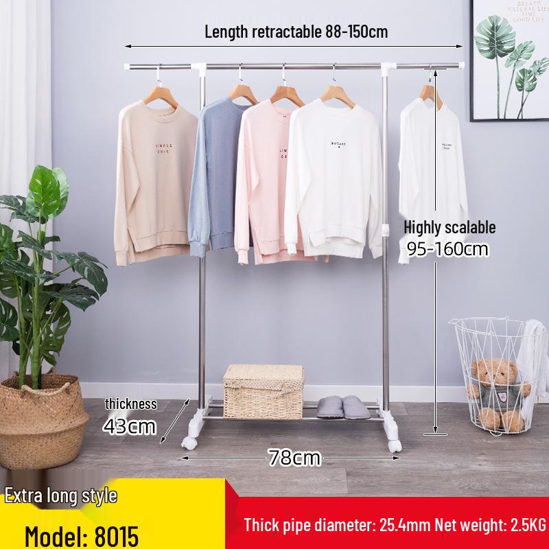 Compact Stainless Steel Clothes Drying Rack - Floor Standing Single Pole Hanger for Balcony