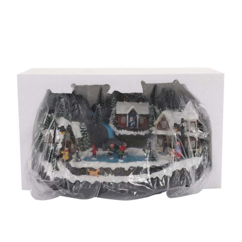 Resin Plastic Holiday Music Houses Ornament With Removable Component Battery USB Powered For DIY Decoration